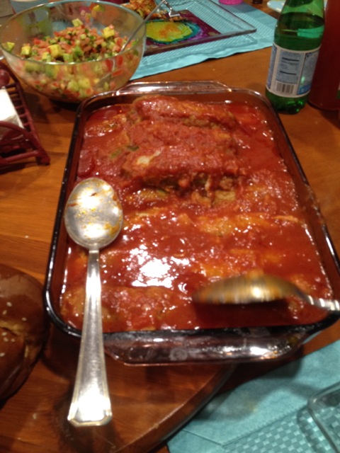 ズッキーニとコーシャ挽肉のトマトソース煮